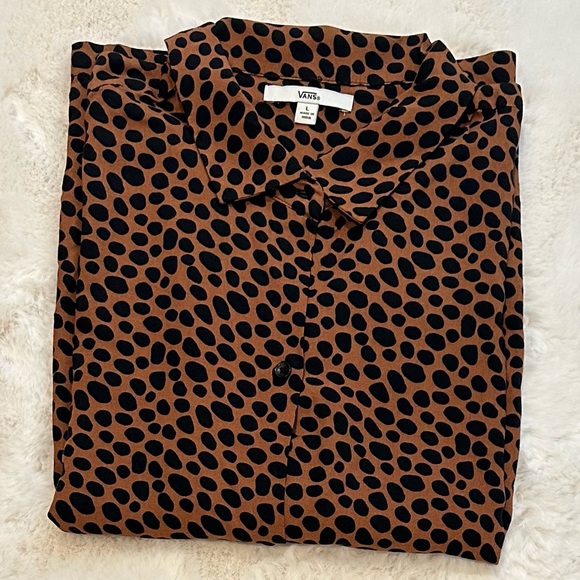Vans Wild Woven Argan Oil Cheetah print Button Up Shirt, Size L - Picture 13 of 13
